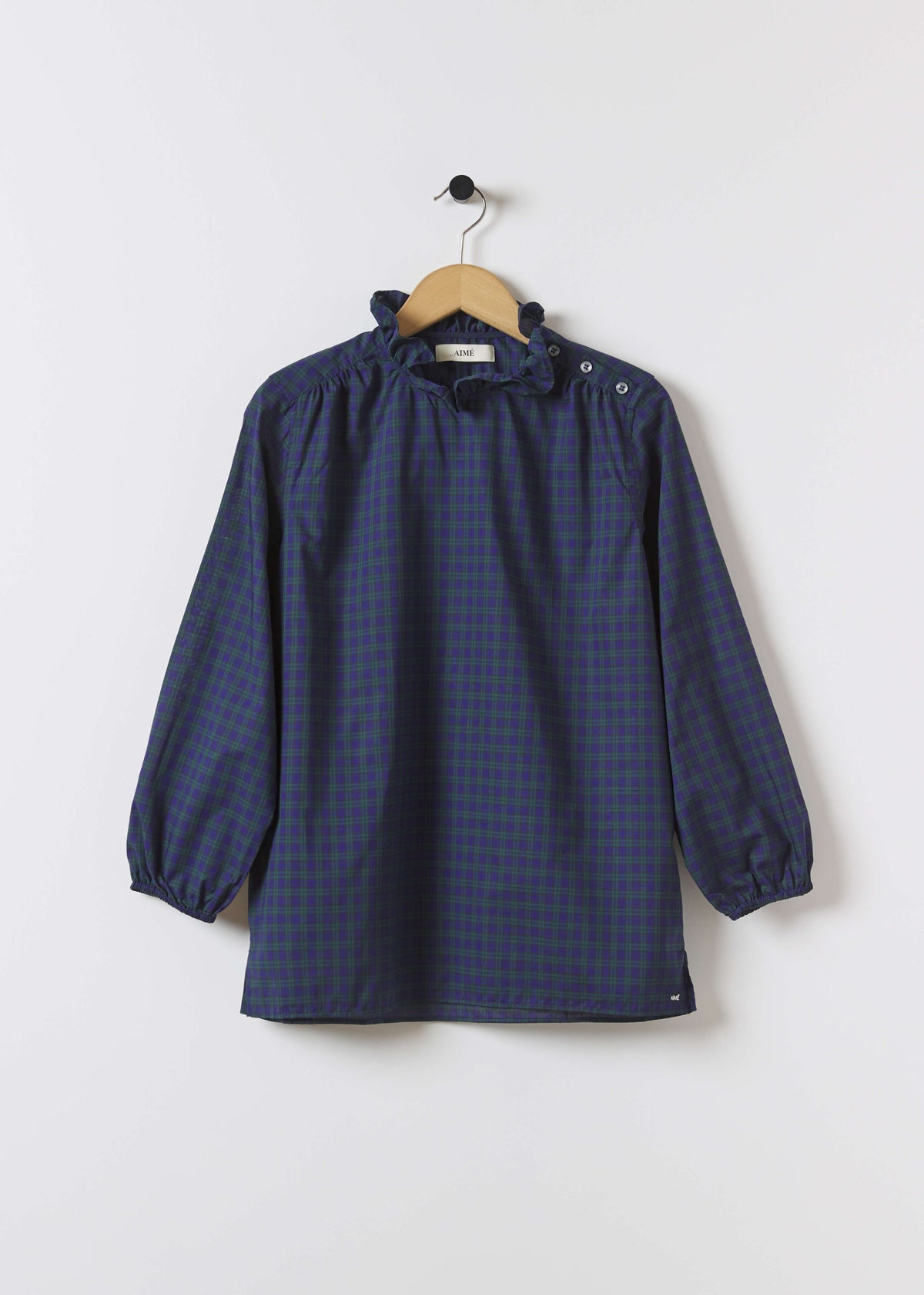 ERIN SHIRT — NAVY & GREEN TARTAN