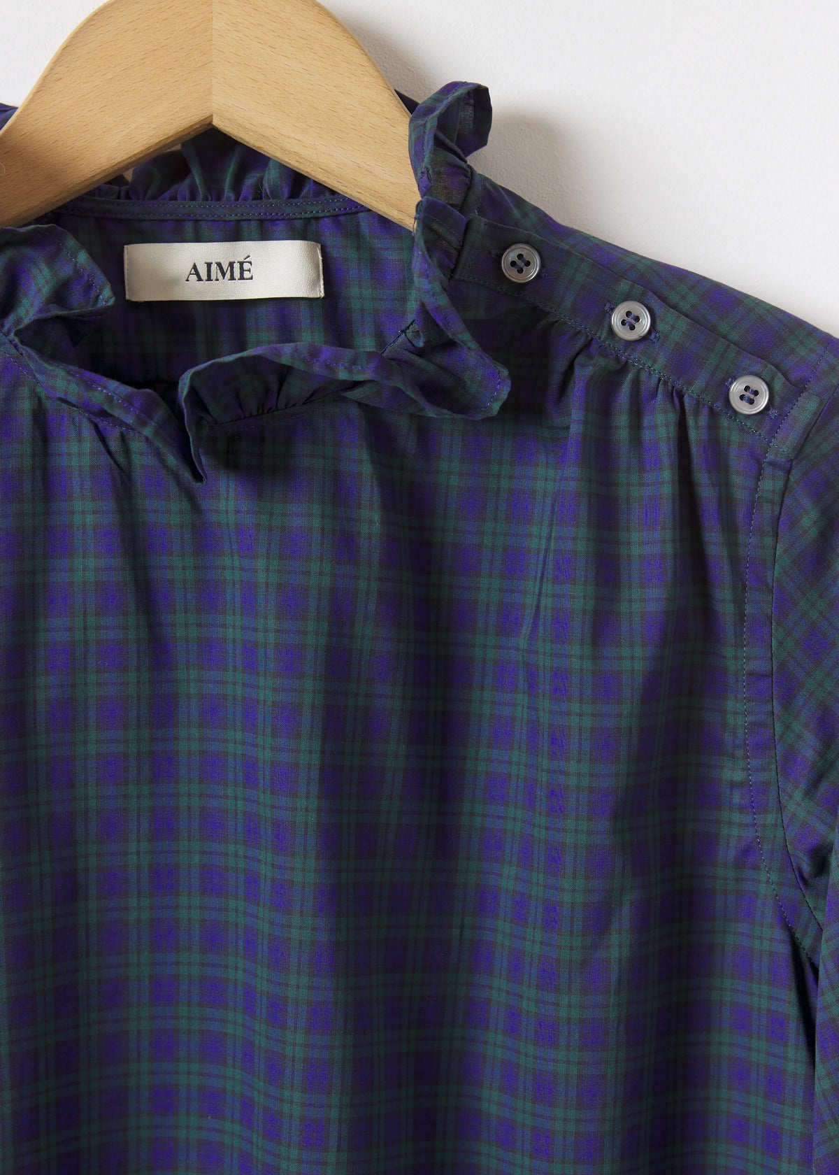 ERIN SHIRT — NAVY & GREEN TARTAN