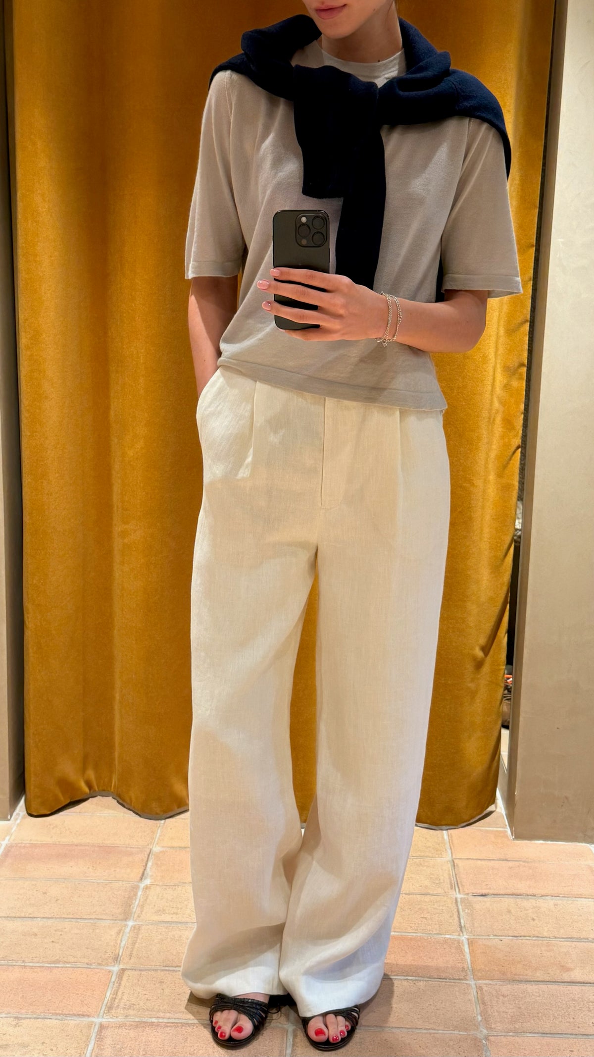 FERRY LINEN TROUSERS — CLOUD