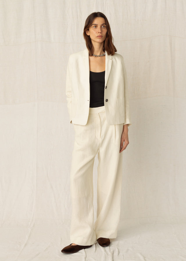 INES LINEN JACKET — CLOUD