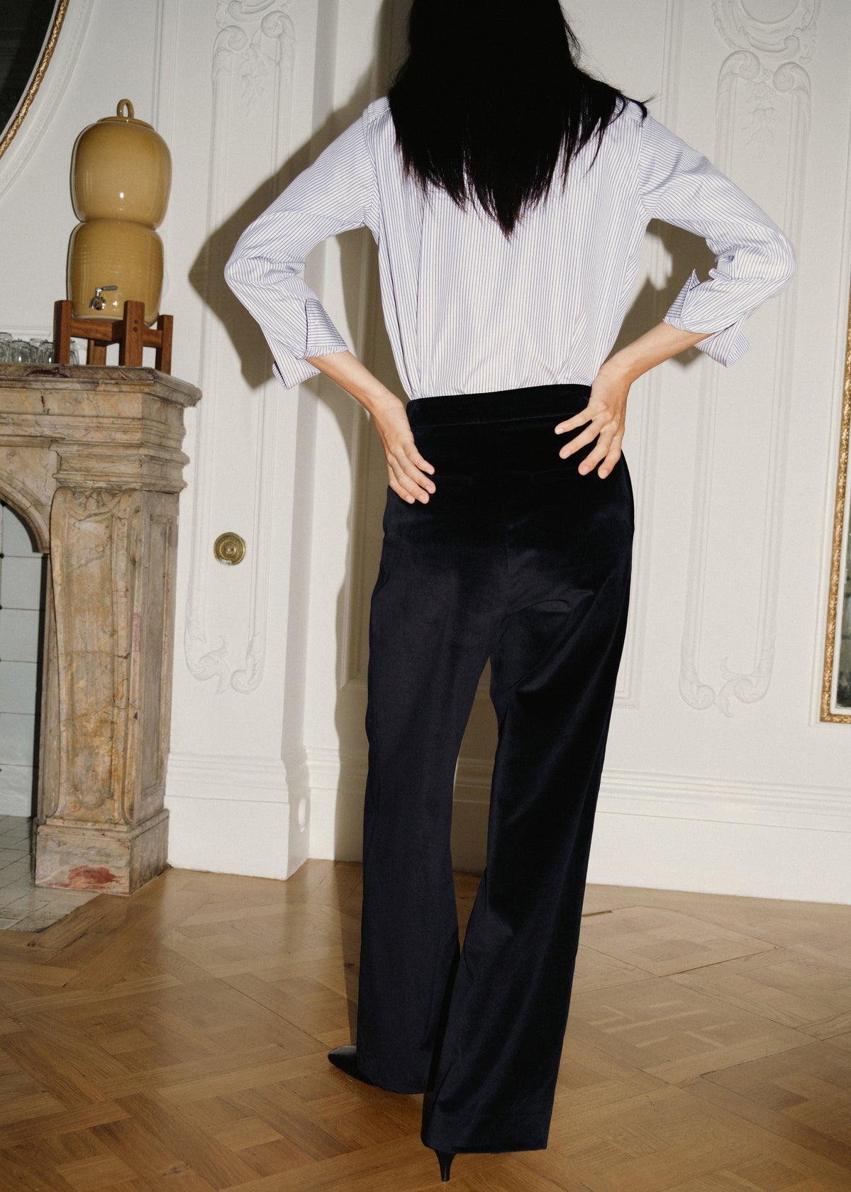 FERRY VELVET TROUSERS — BLACK