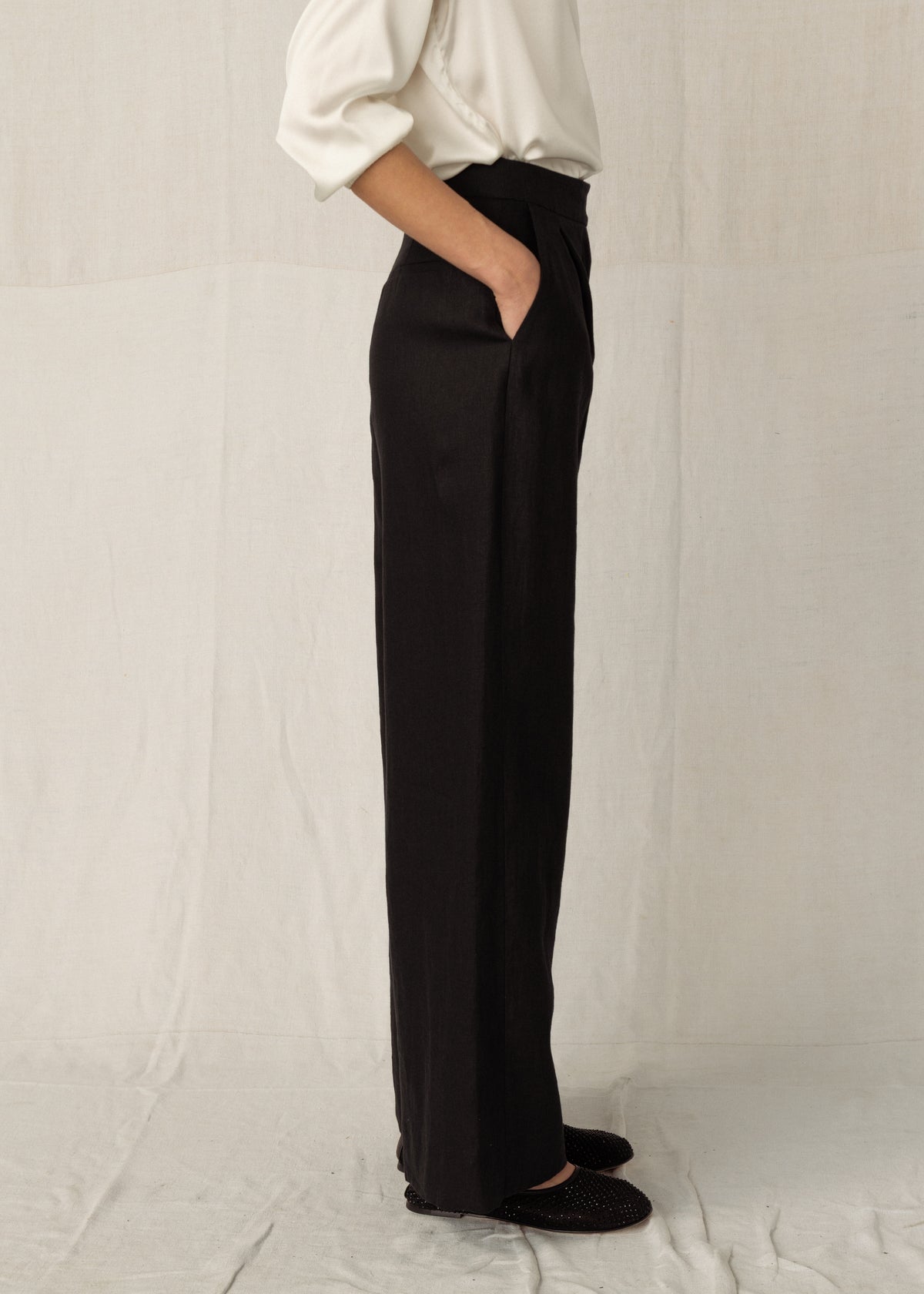FERRY LINEN TROUSERS — STORM