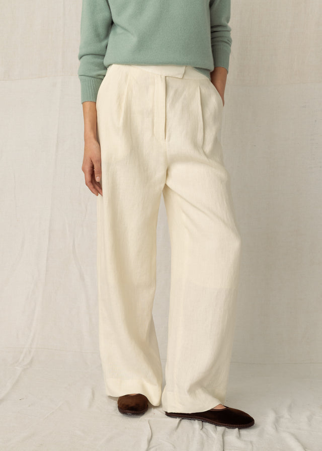 FERRY LINEN TROUSERS — CLOUD