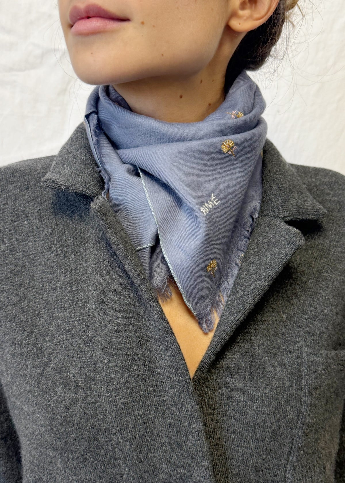 FIELD CASHMERE SCARF — BLUE GREY