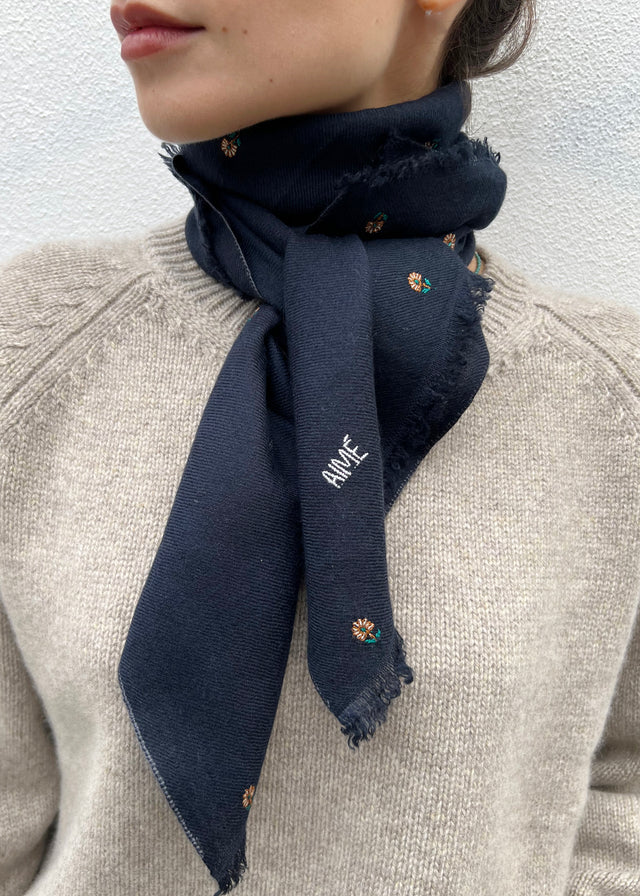 FIELD CASHMERE SCARF — NAVY