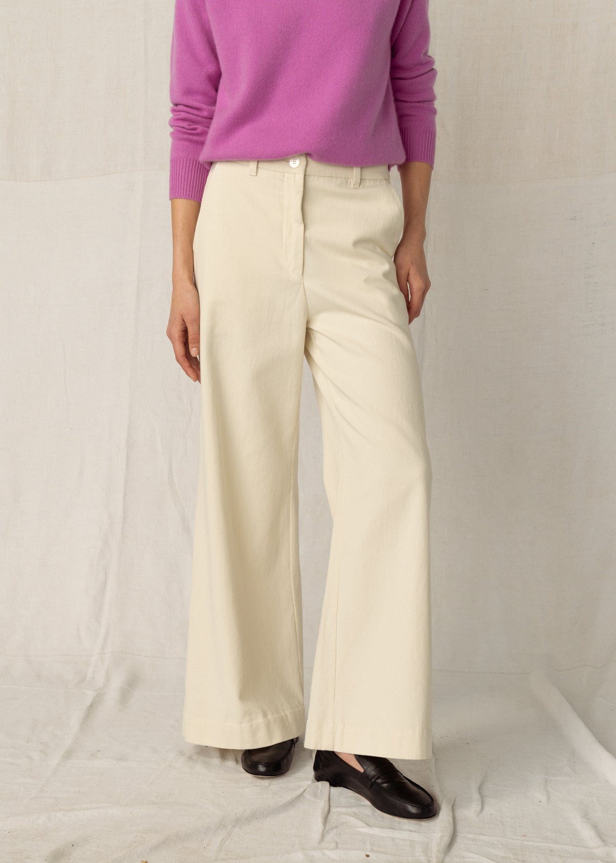 FLINT COTTON TROUSERS — ECRU