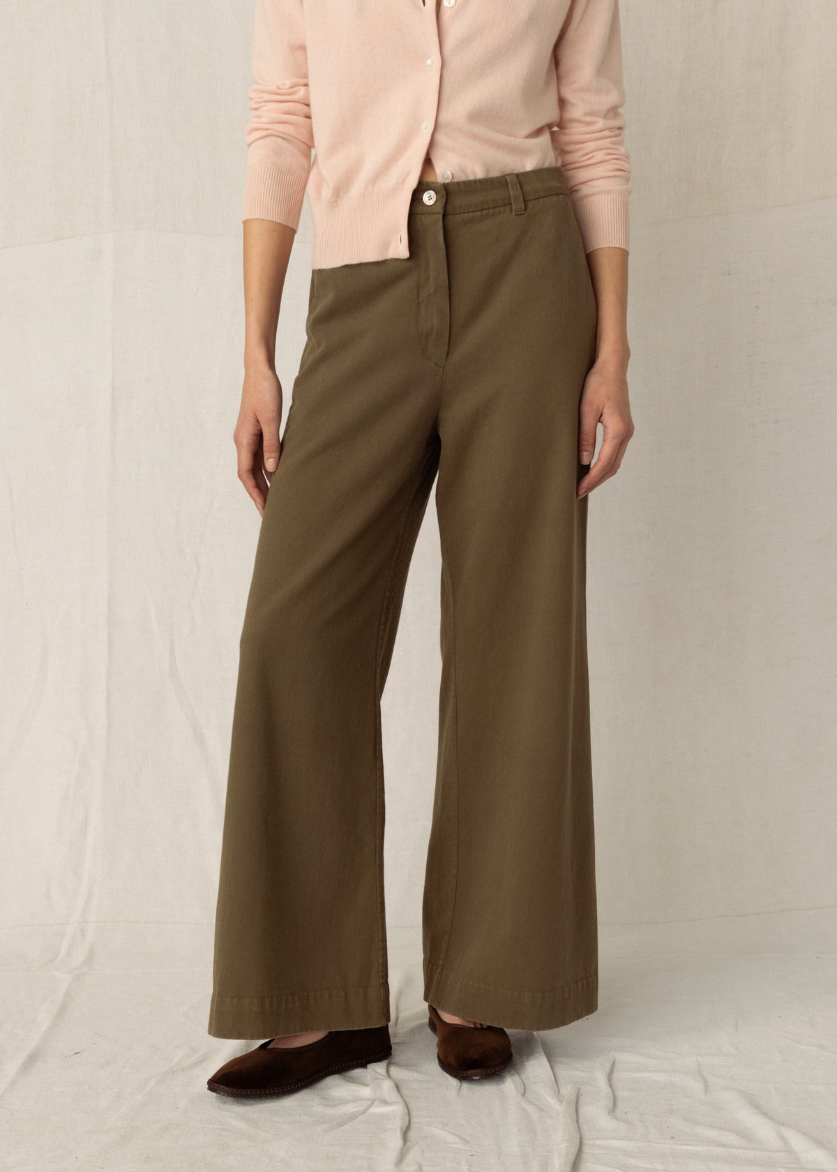 FLINT COTTON TROUSERS — KHAKI
