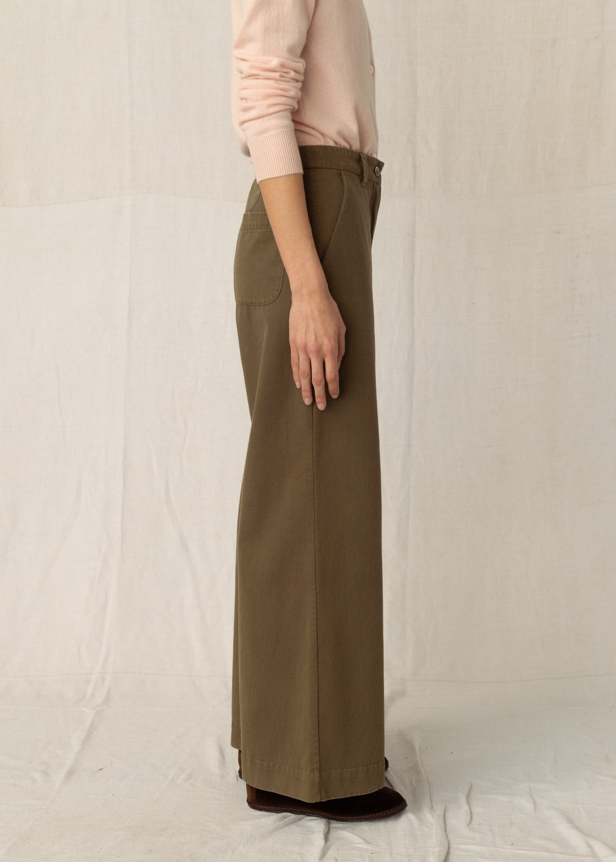 FLINT COTTON TROUSERS — KHAKI