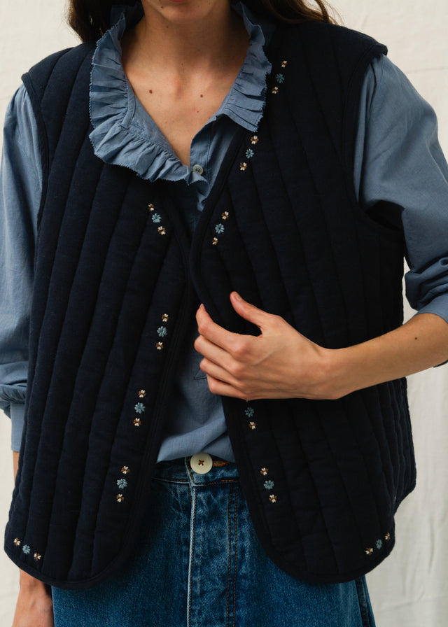 FRANKIE QUILTED GILET — NAVY