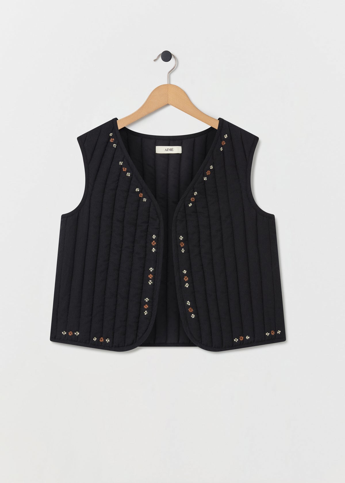 FRANKIE QUILTED GILET — FADED BLACK