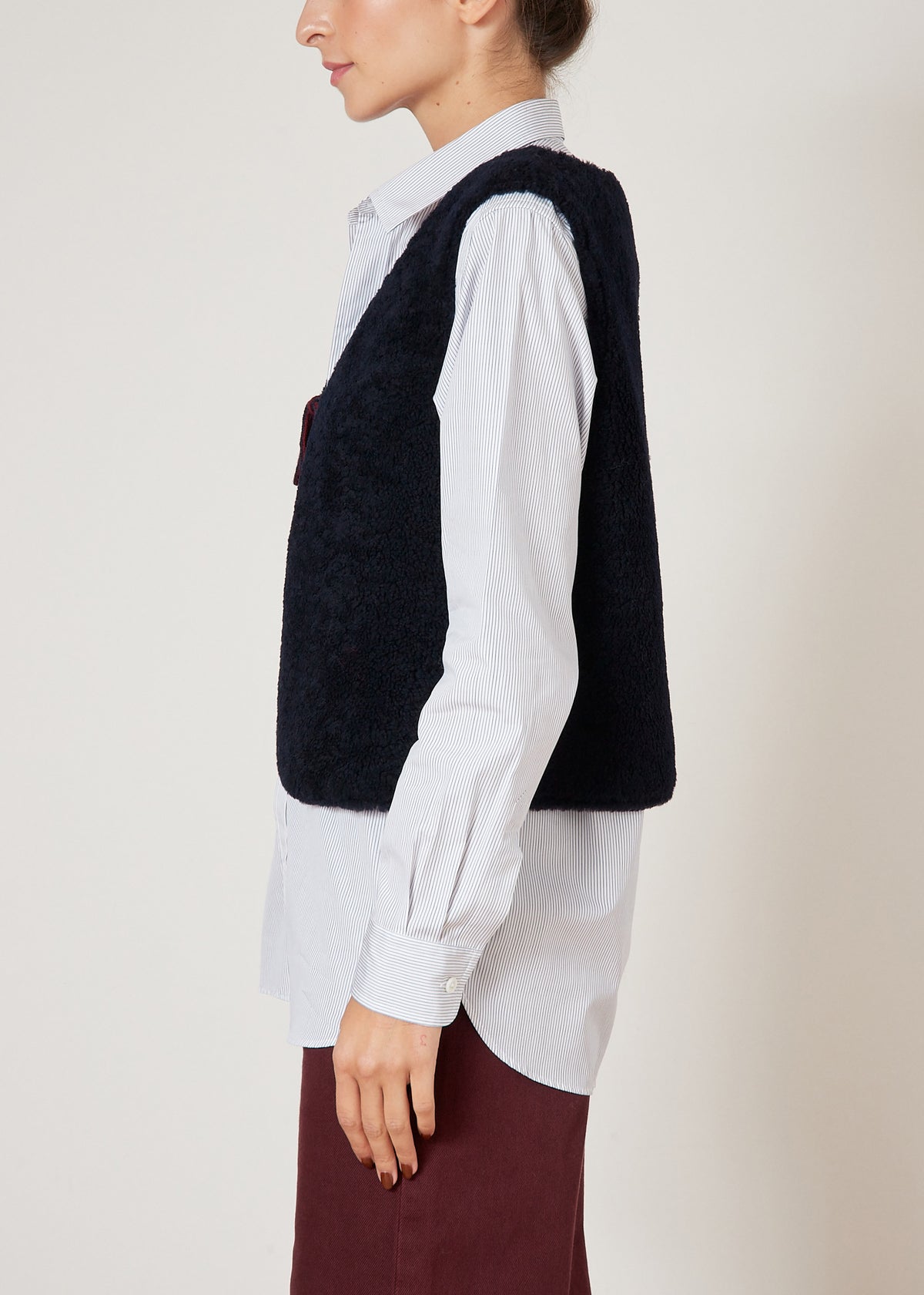 FRANKIE SHEEPSKIN GILET — NAVY