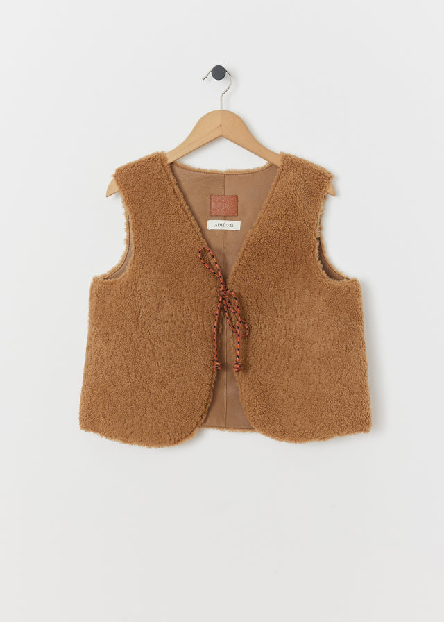 FRANKIE SHEEPSKIN GILET — TAN