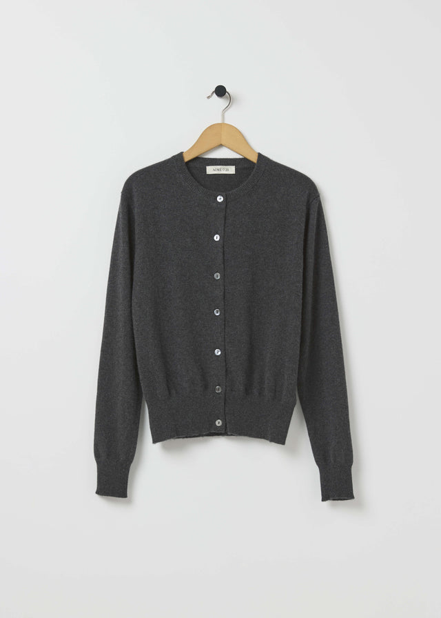 GABBY CASHMERE CARDIGAN — ANTHRACITE