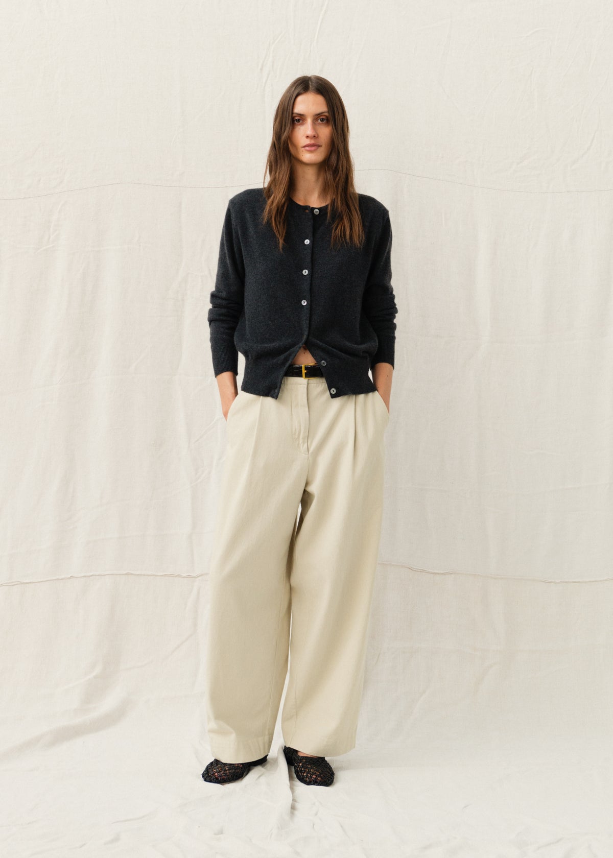DRAKE COTTON TROUSERS — DARK MASTIC