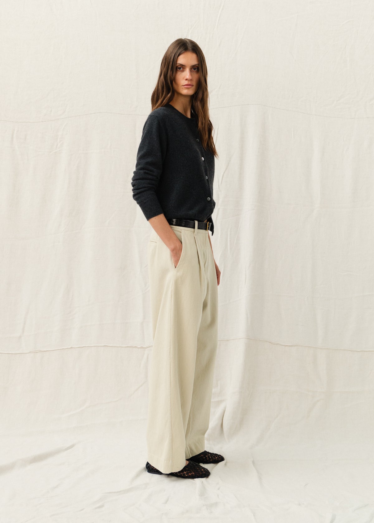 DRAKE COTTON TROUSERS — DARK MASTIC