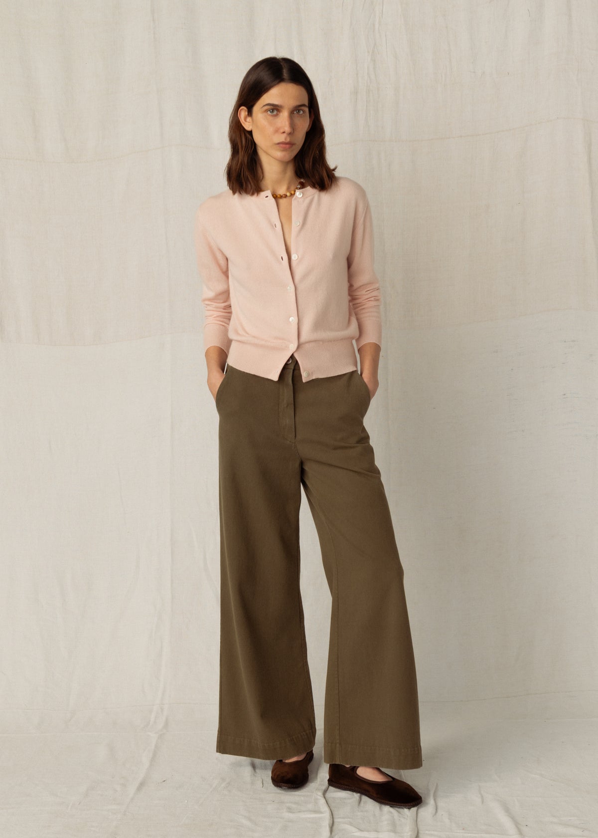 FLINT COTTON TROUSERS — KHAKI