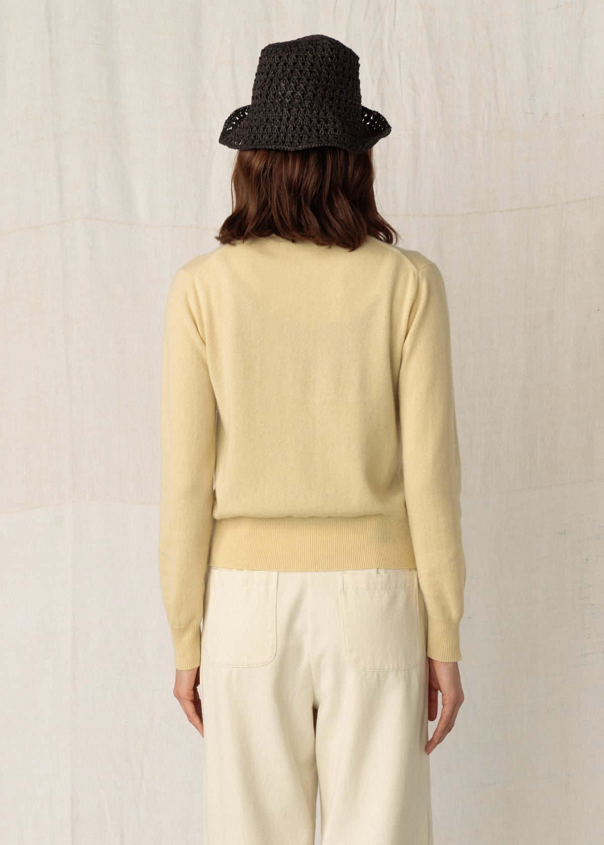 GABBY CASHMERE CARDIGAN — STRAW