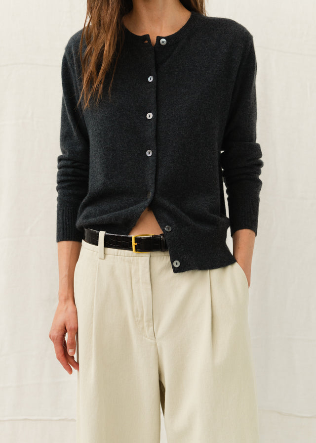 GABBY CASHMERE CARDIGAN — ANTHRACITE