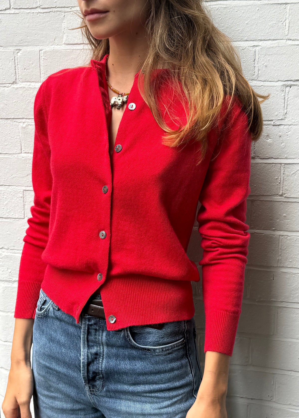 GABBY CASHMERE CARDIGAN — RED
