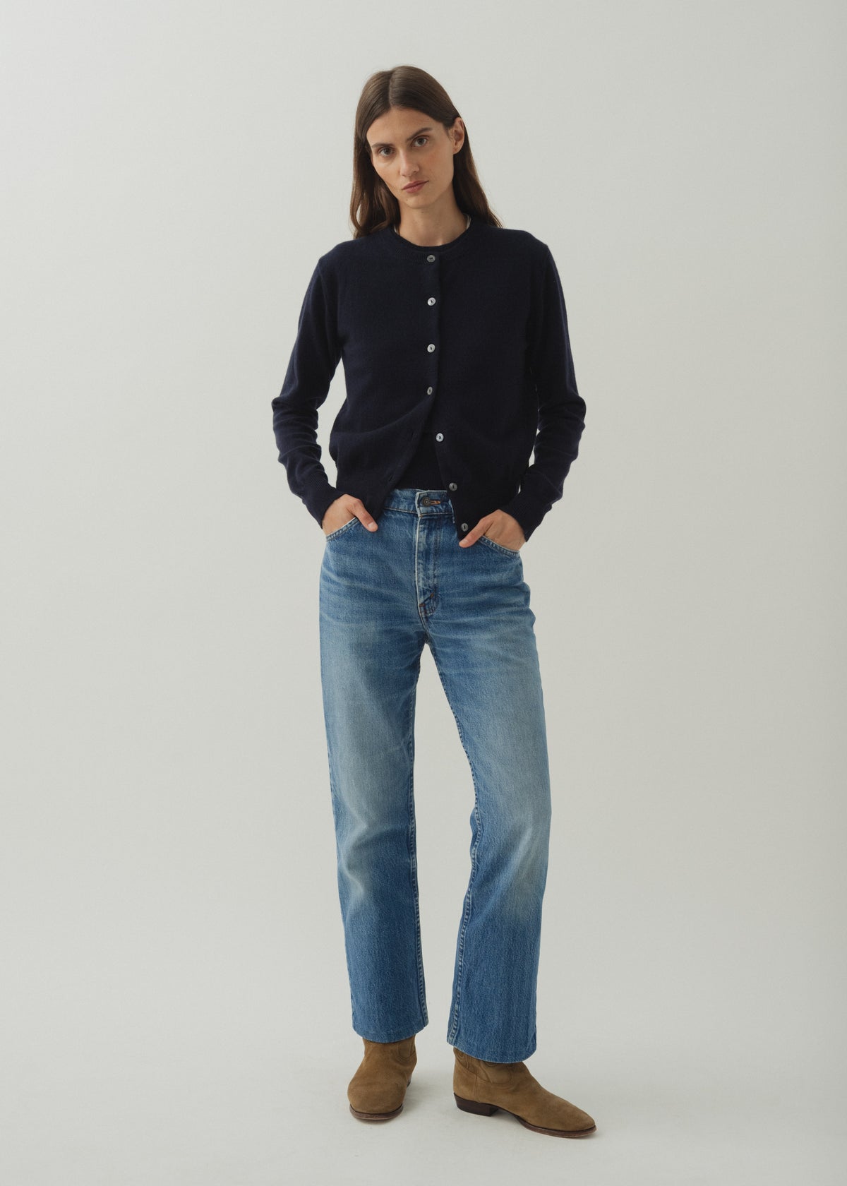 GABBY CASHMERE CARDIGAN — MARINE