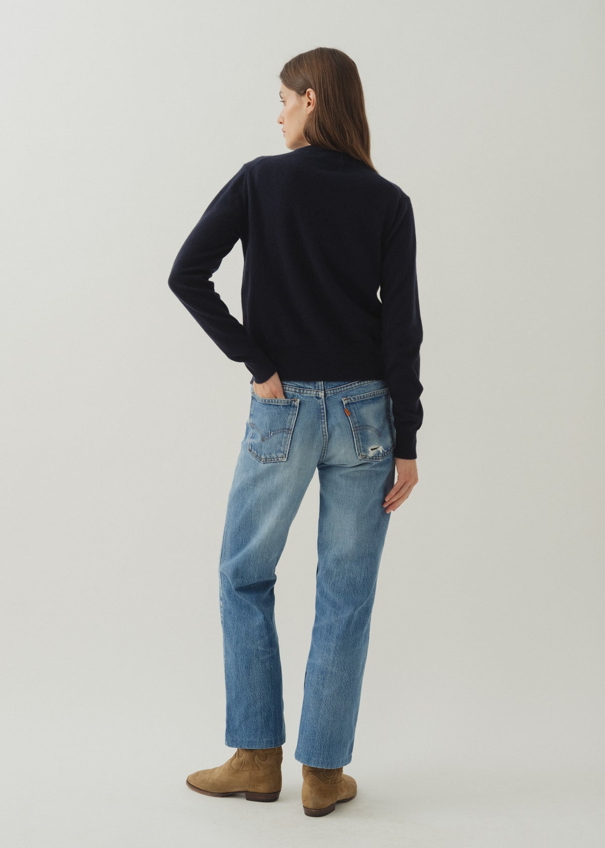 GABBY CASHMERE CARDIGAN — MARINE