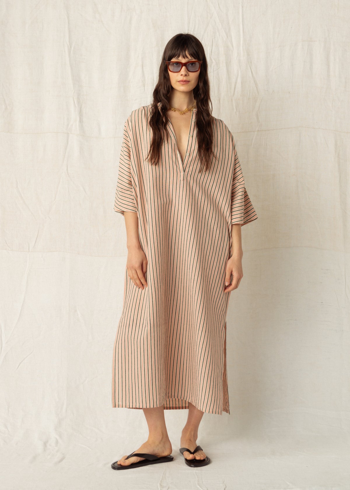 GAL KAFTAN — PEACH STRIPE