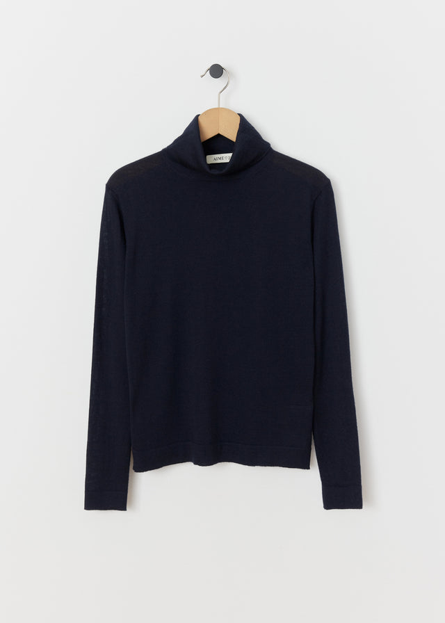 GALA CASHMERE TURTLENECK — NAVY