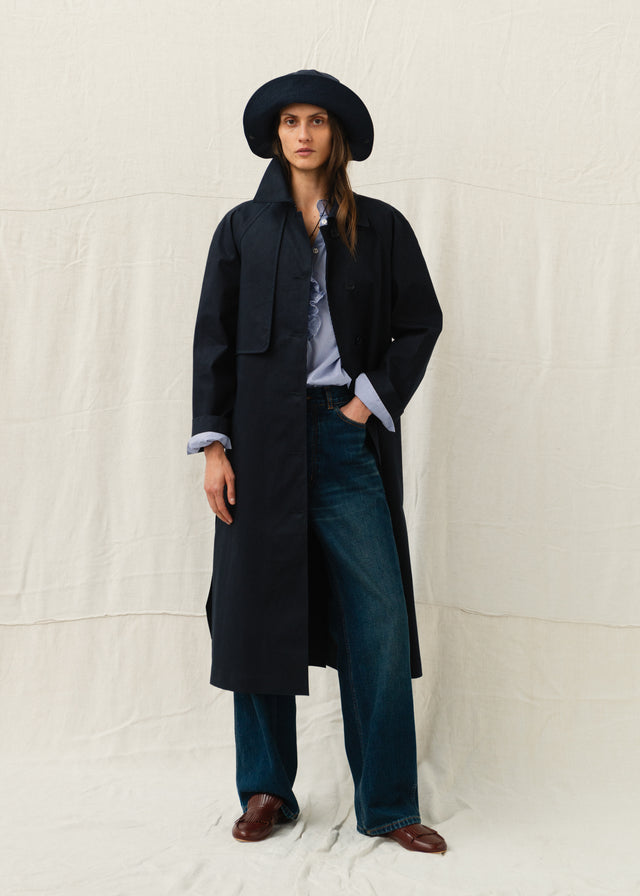 GIA TRENCH COAT — NAVY