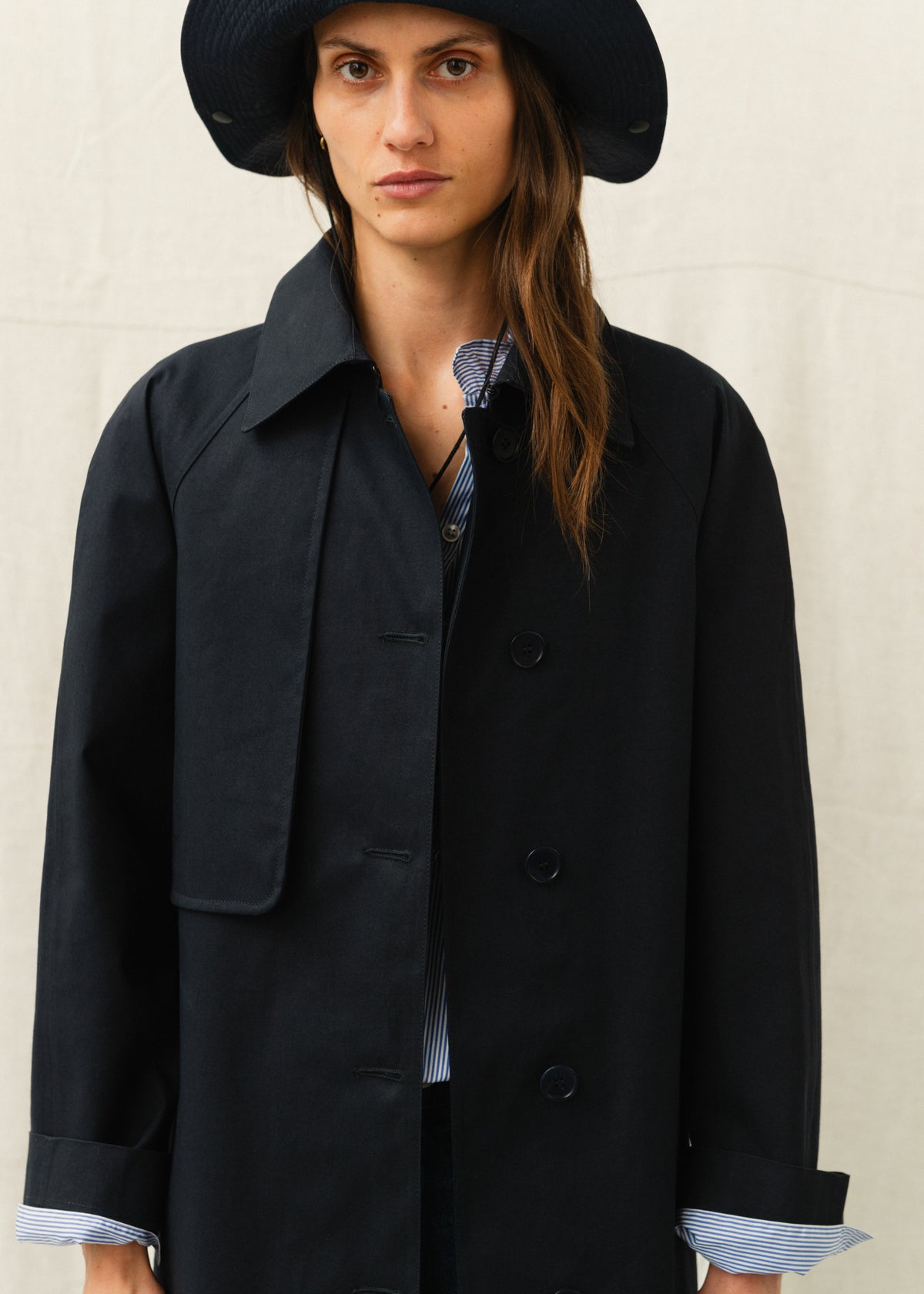 GIA TRENCH COAT — NAVY