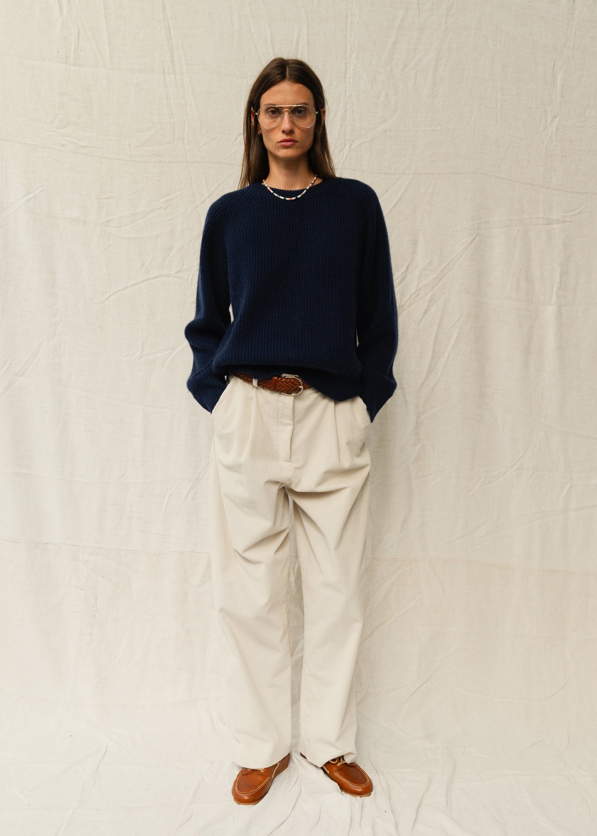 DRAKE CORDUROY TROUSERS — CREAM