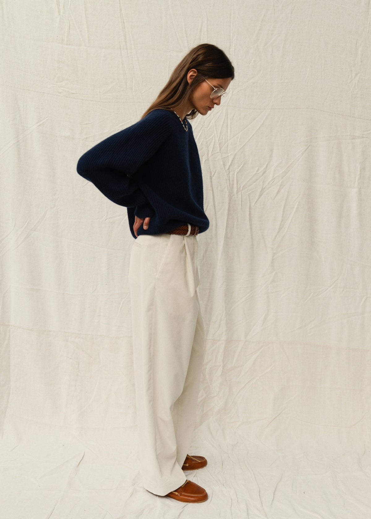 DRAKE CORDUROY TROUSERS — CREAM
