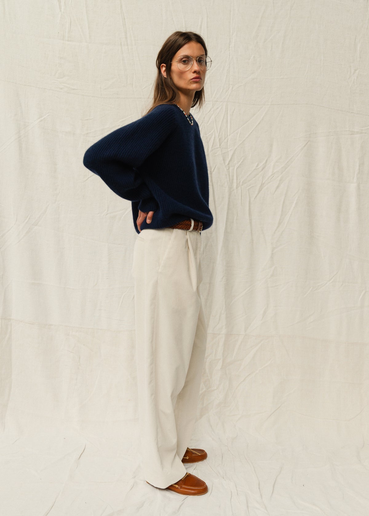 GIGI CASHMERE JUMPER — NAVY