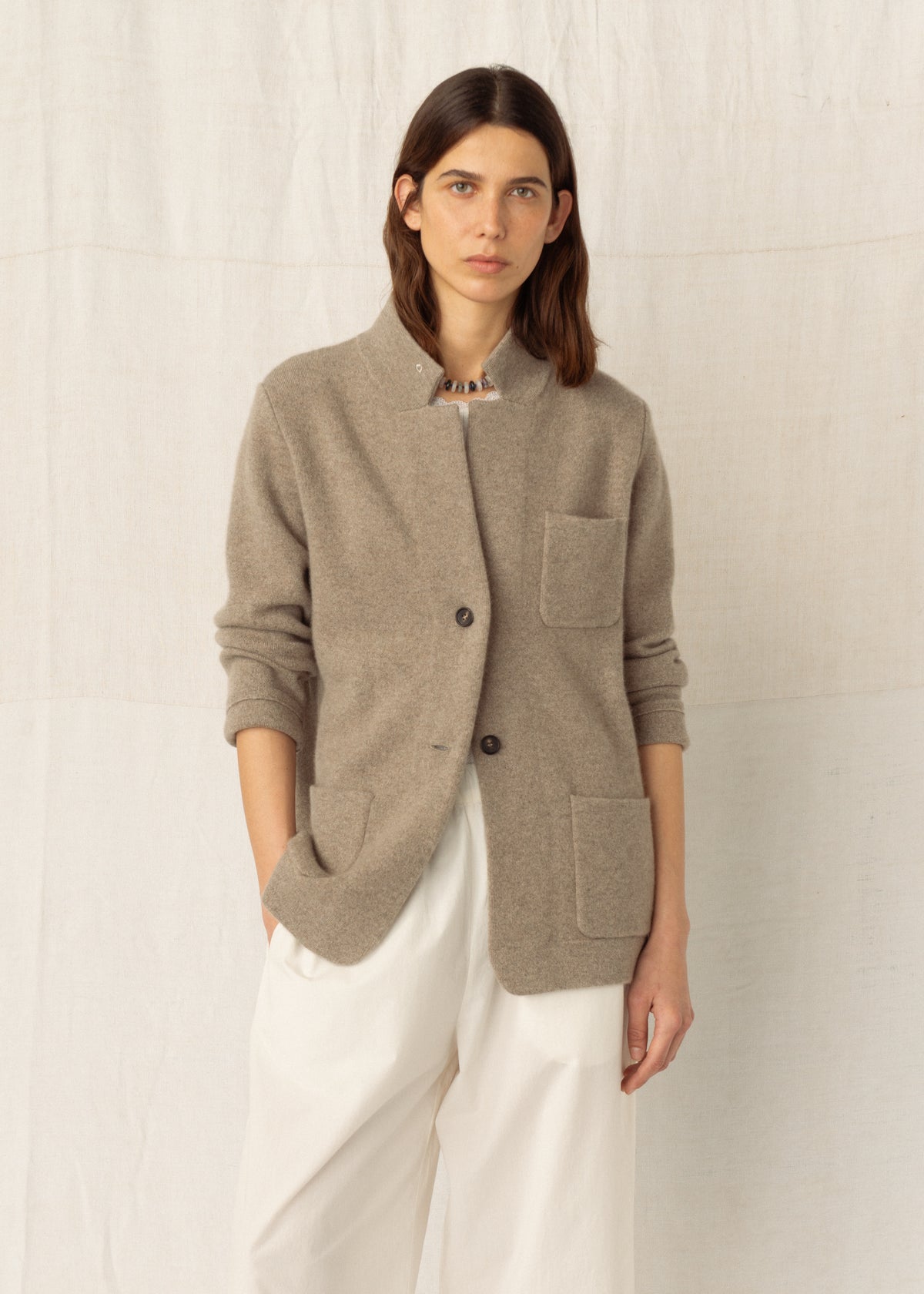 GILDA CASHMERE JACKET — PEPPERCORN