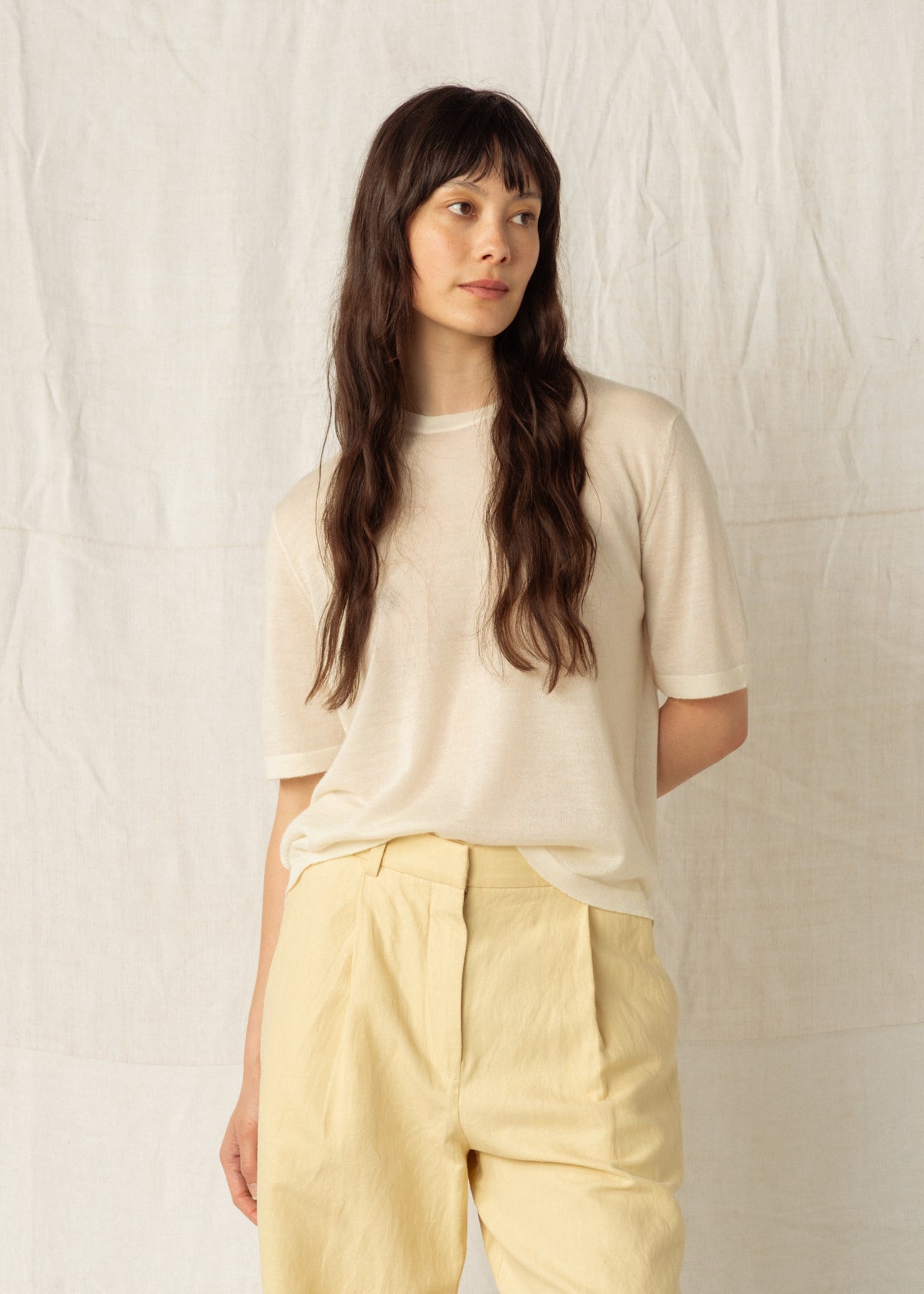 HARDY CASHMERE TEE — CREAM