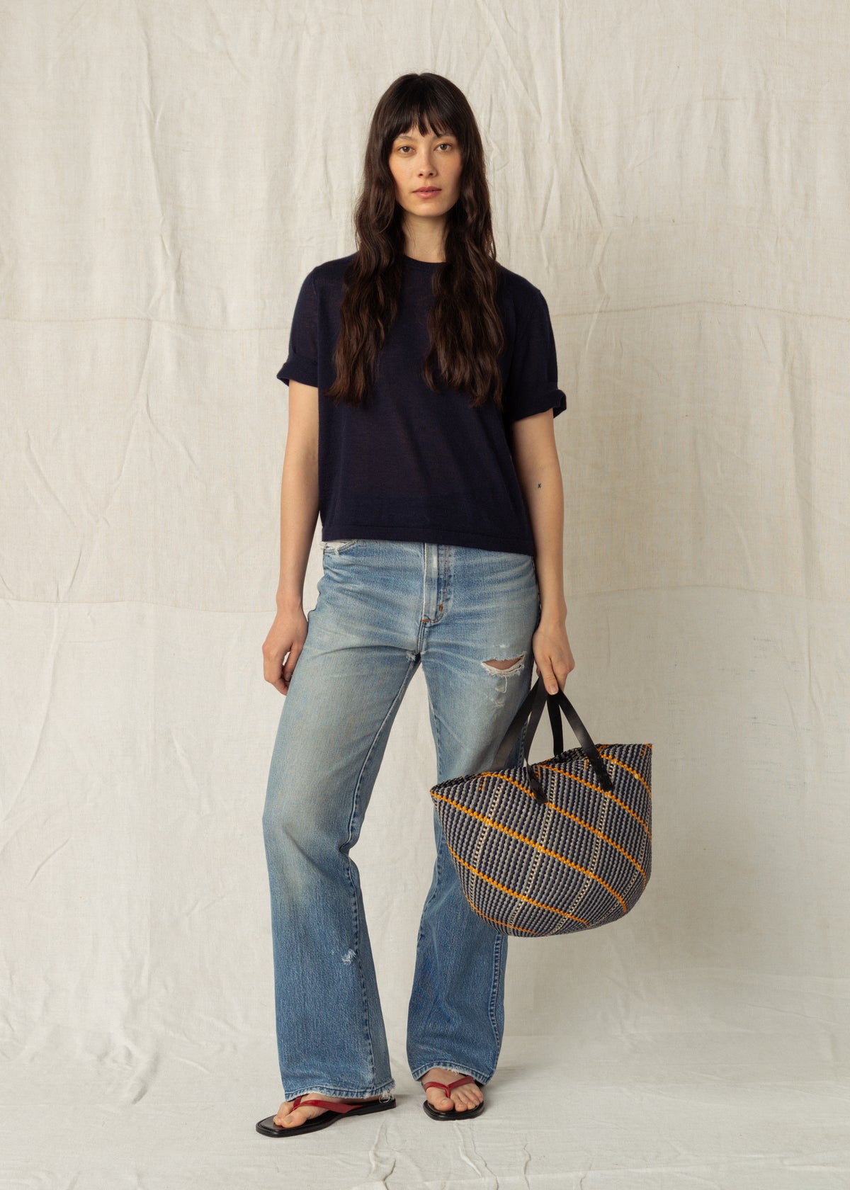HARDY CASHMERE TEE — NAVY