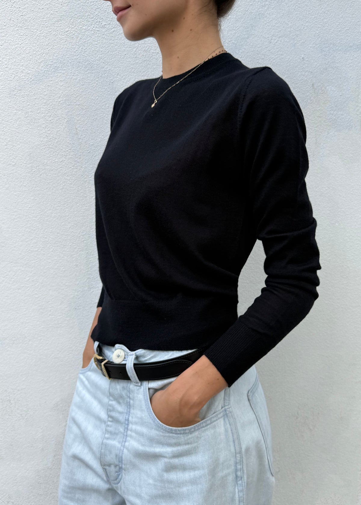 HERBIE CASHMERE TOP — BLACK