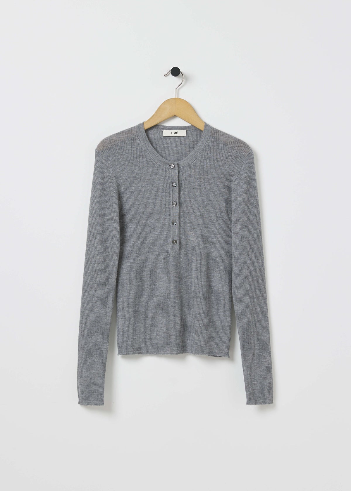 HONOR RIBBED CASHMERE TOP — GREY