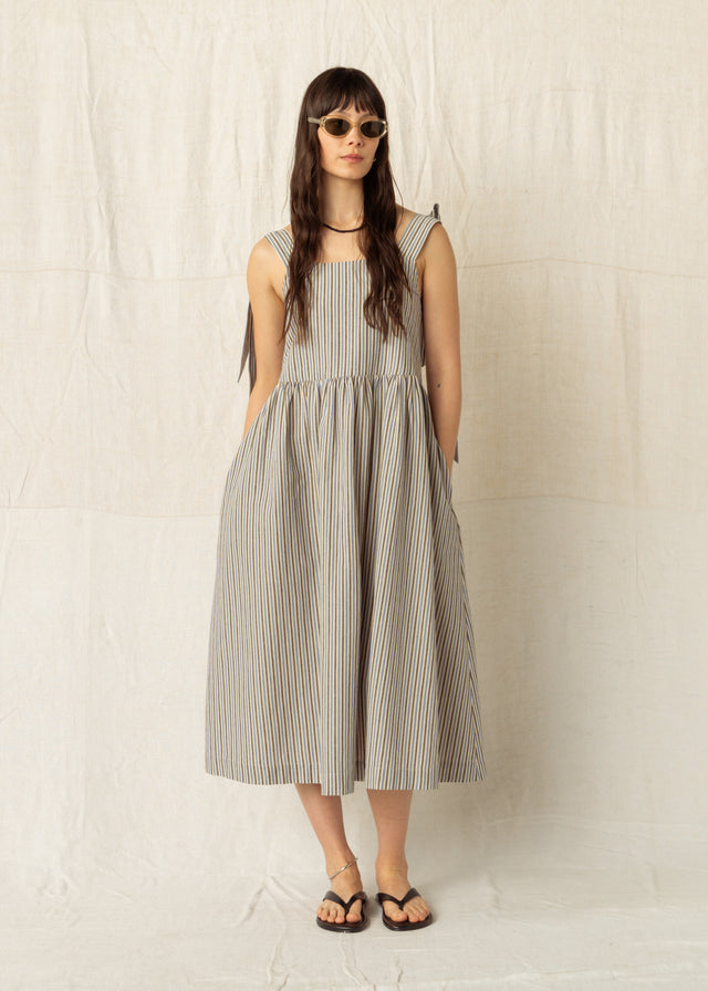 IDA DRESS — BLUE STRIPE