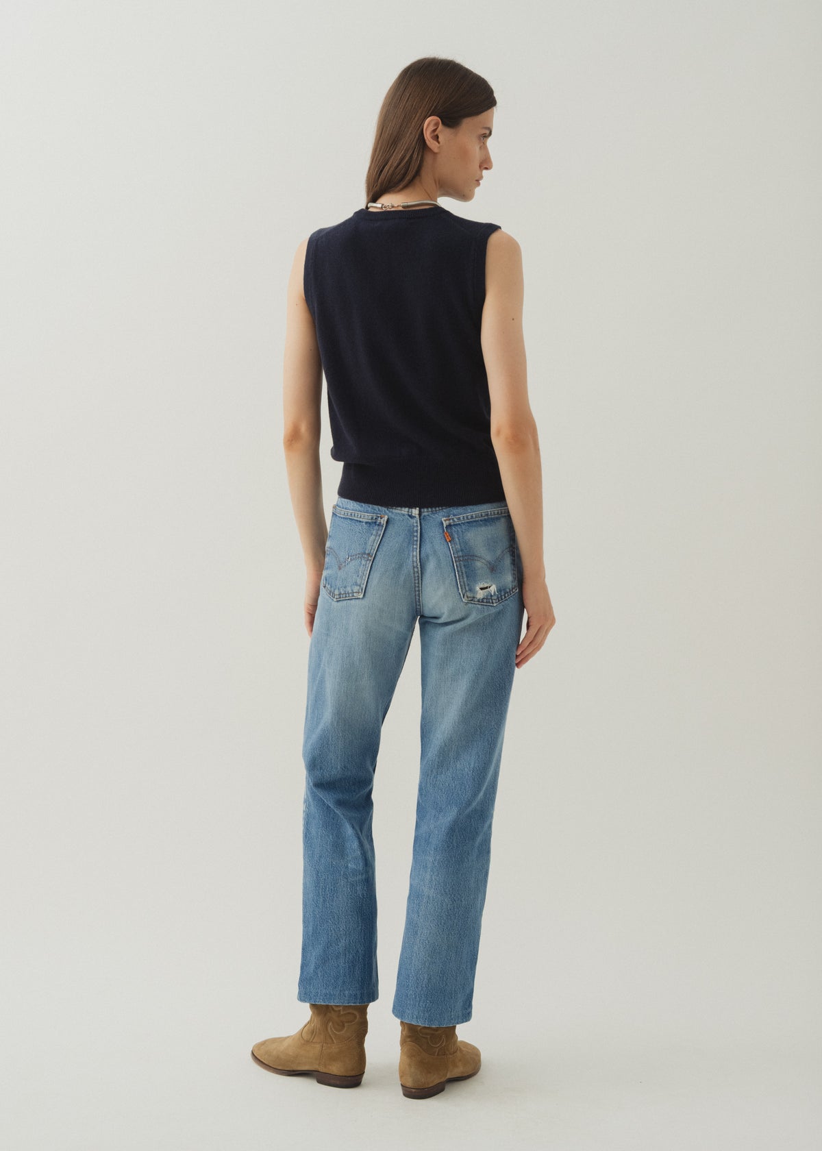 IKE CASHMERE VEST — MARINE