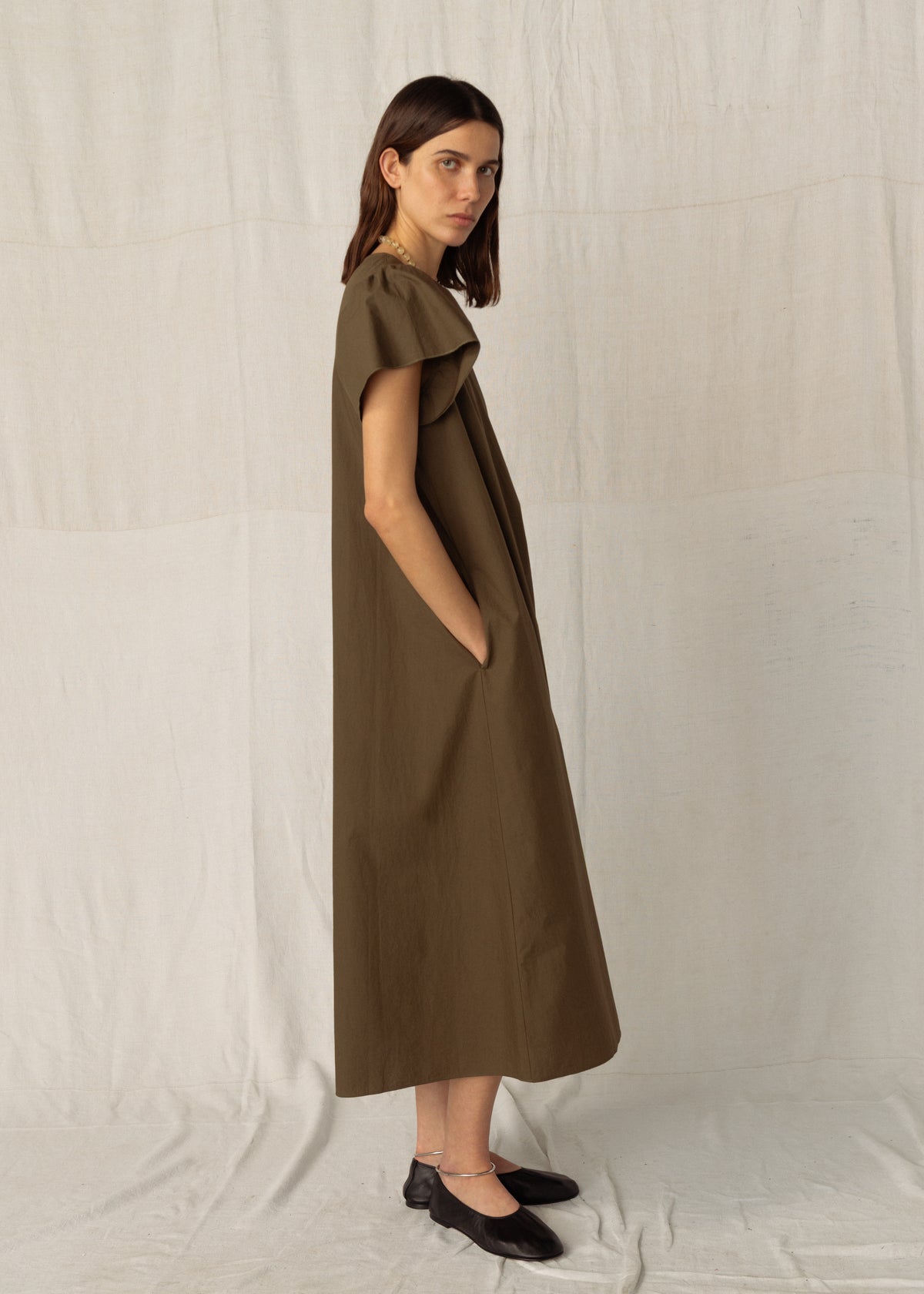 INGRID DRESS  — KHAKI