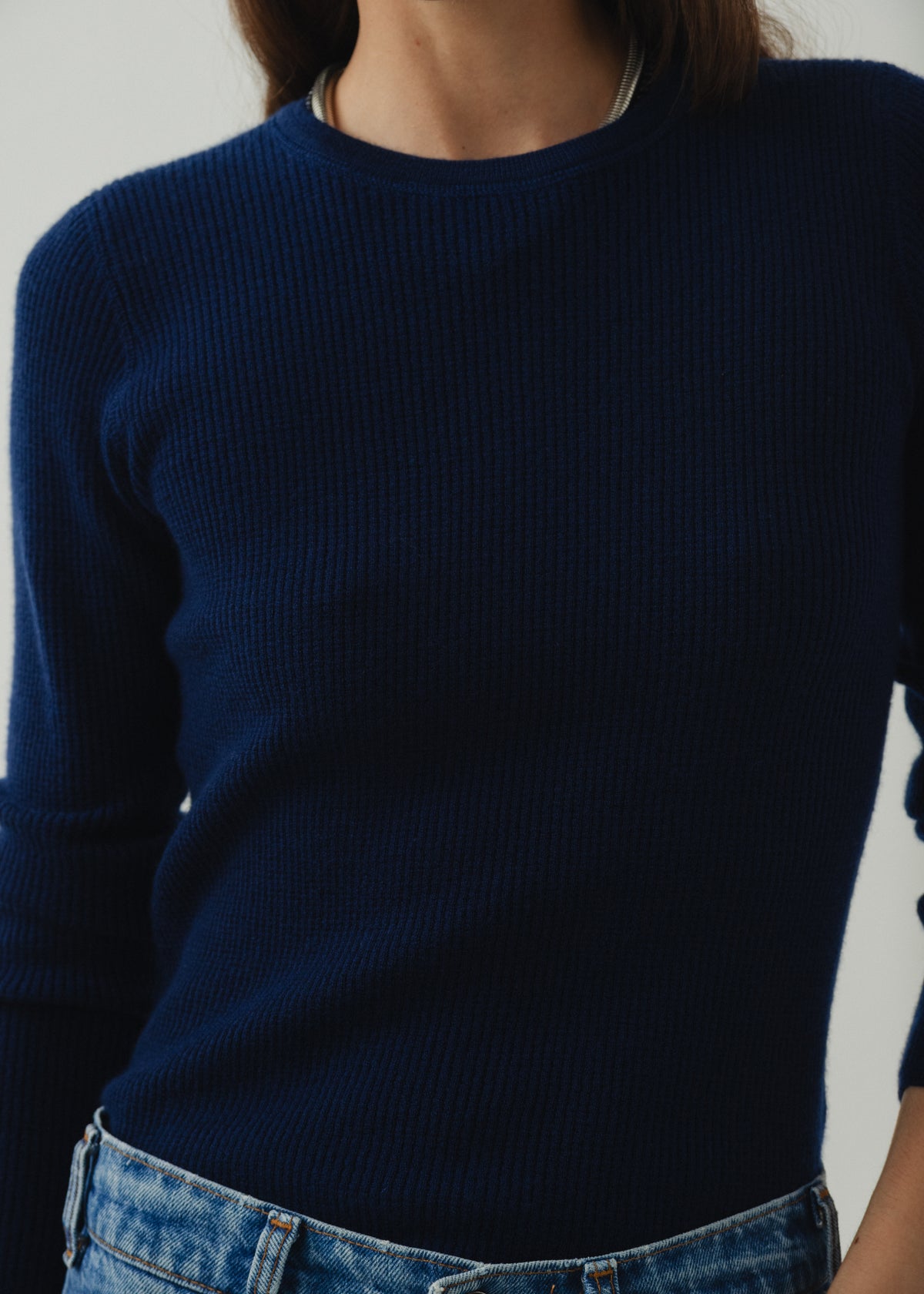 IRVING CASHMERE JUMPER — NAVY