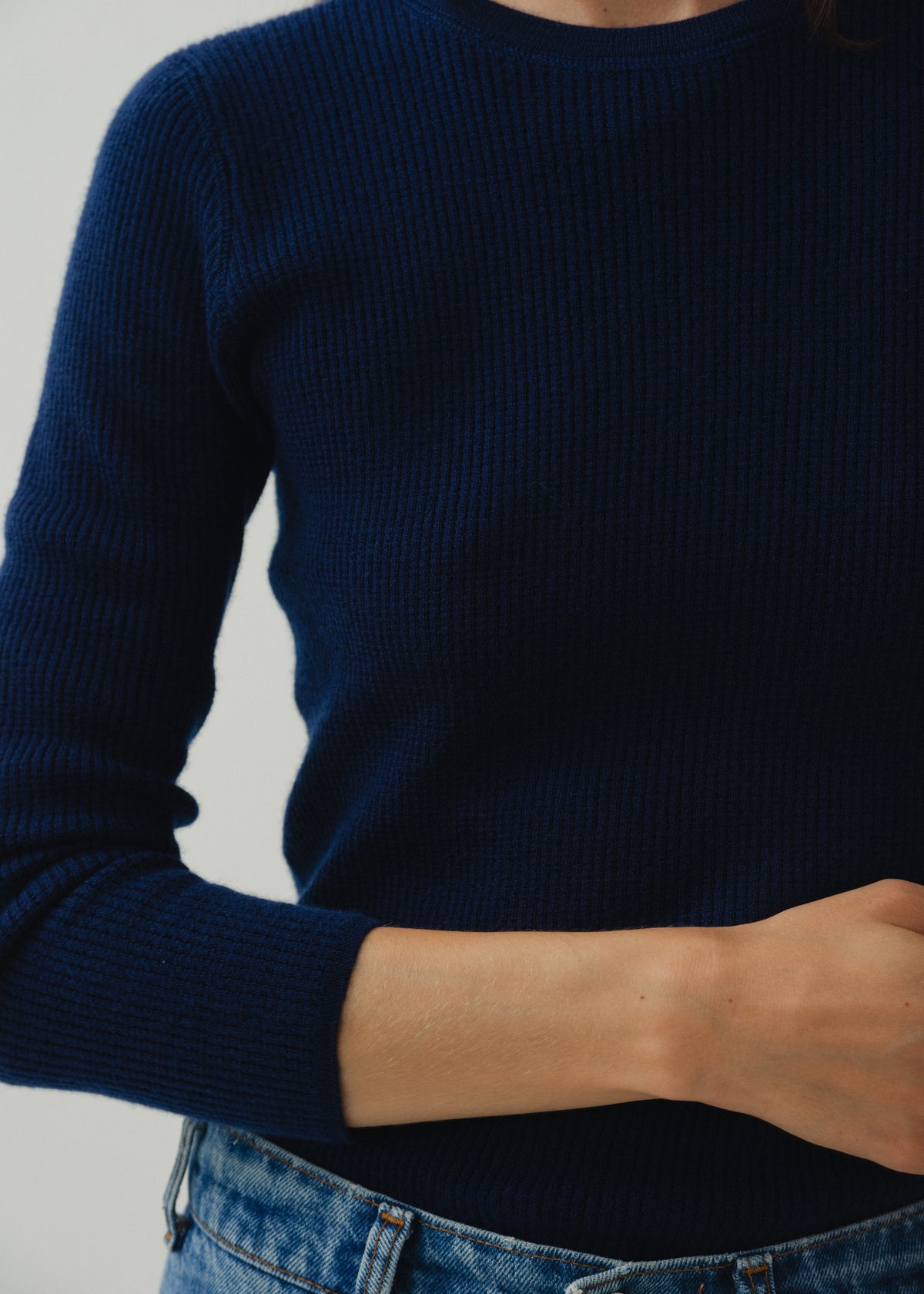 IRVING CASHMERE JUMPER — NAVY