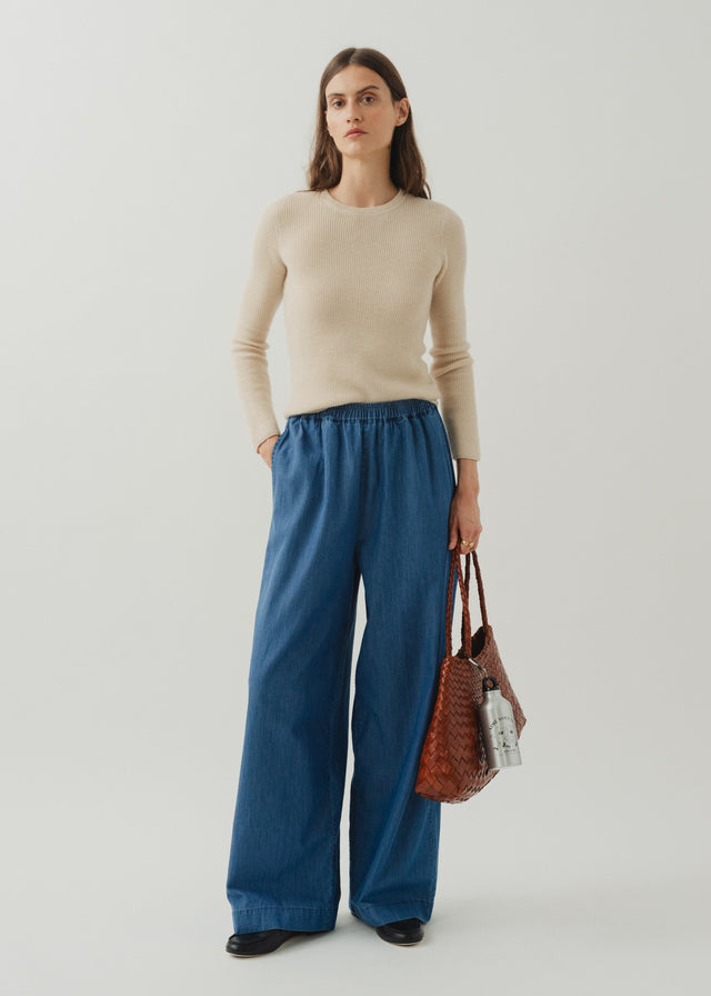 IVAN PALAZZO PANTS — DARK BLUE DENIM