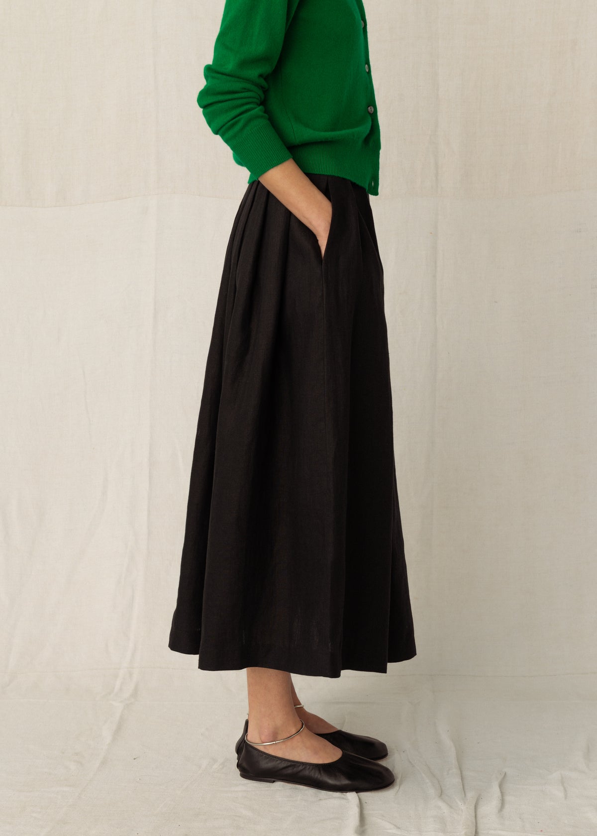 JACKIE LINEN SKIRT — STORM
