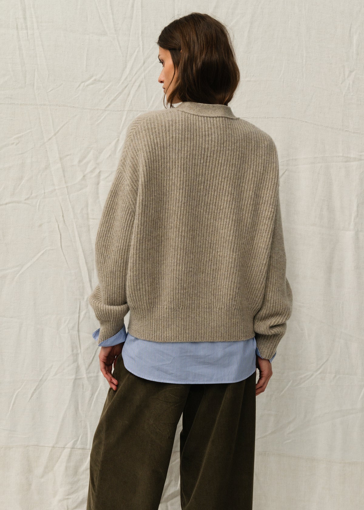 JAKE CASHMERE CARDIGAN — STONE