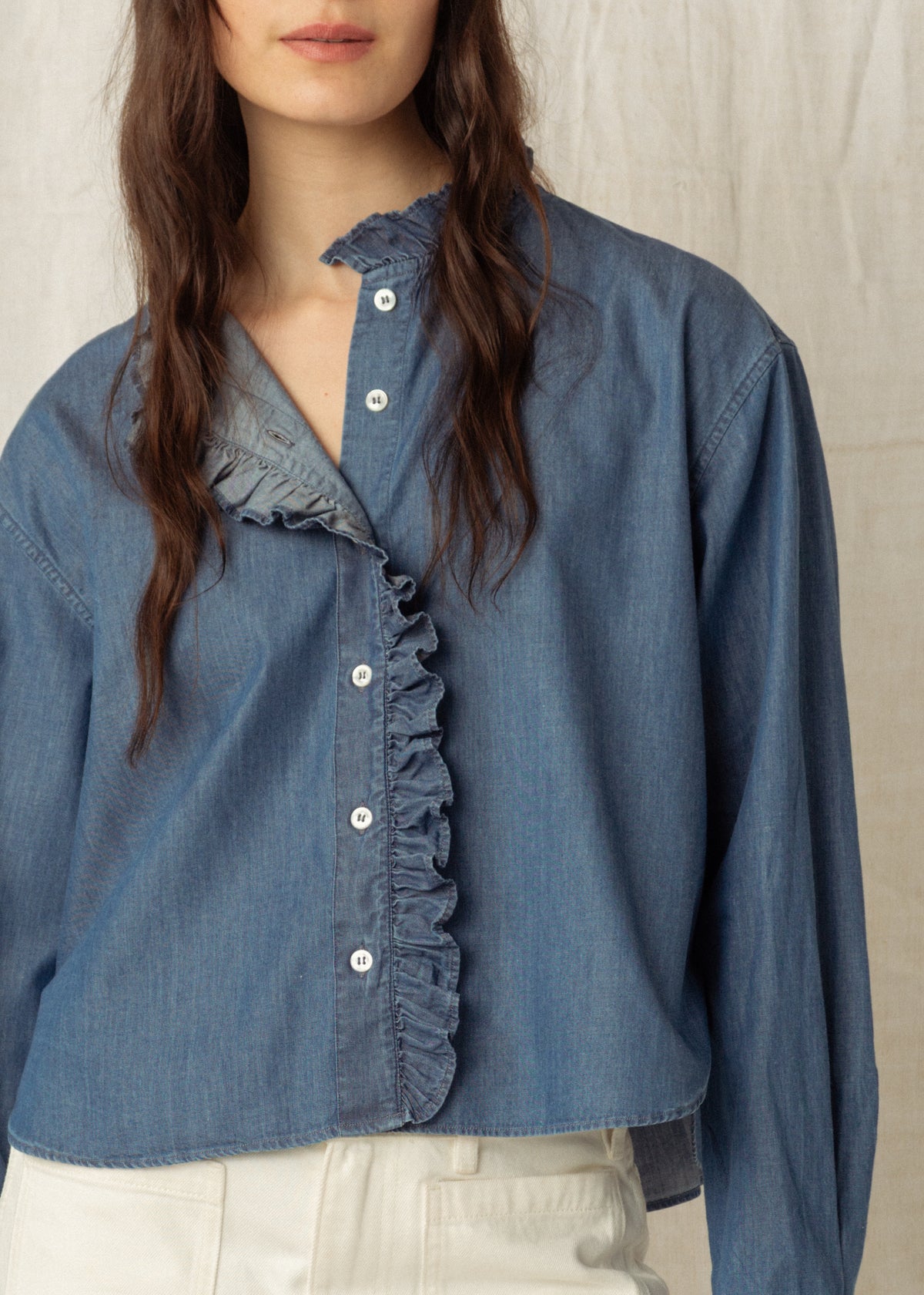 KIRSTY SHIRT — DARK BLUE DENIM
