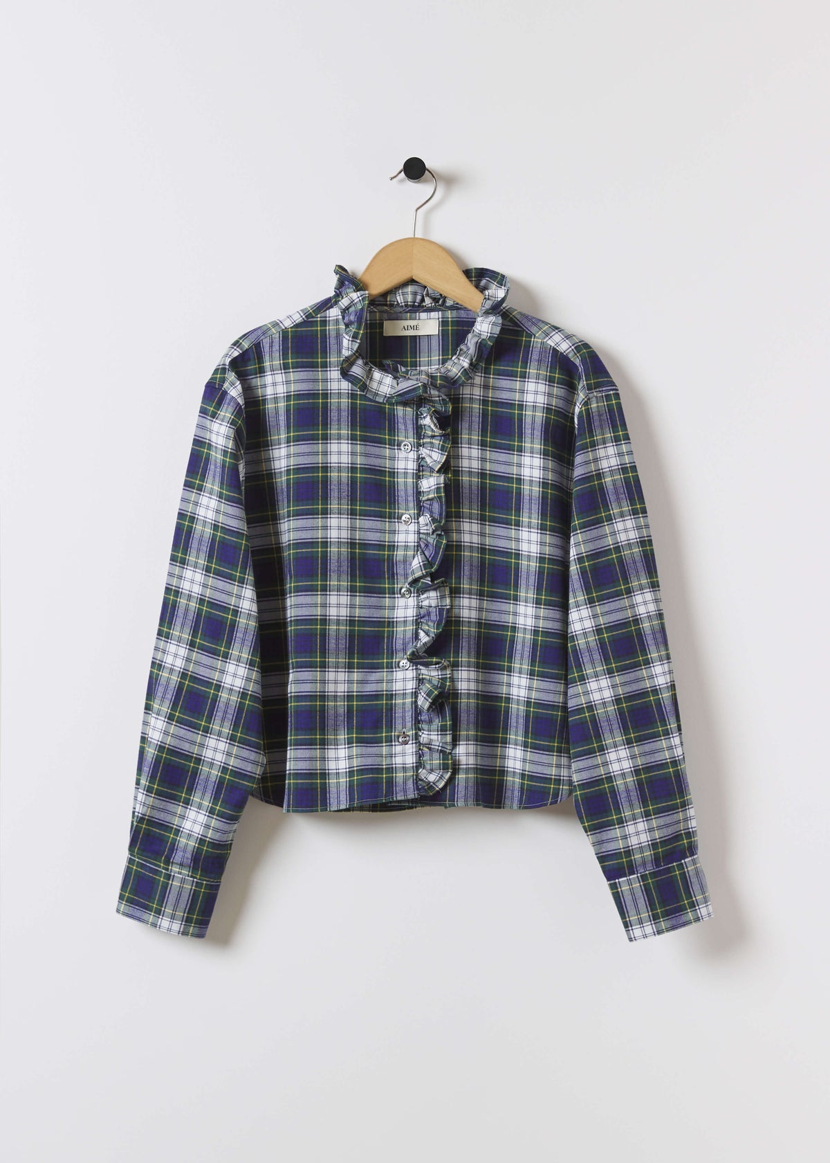 KIRSTY SHIRT — NAVY & YELLOW TARTAN