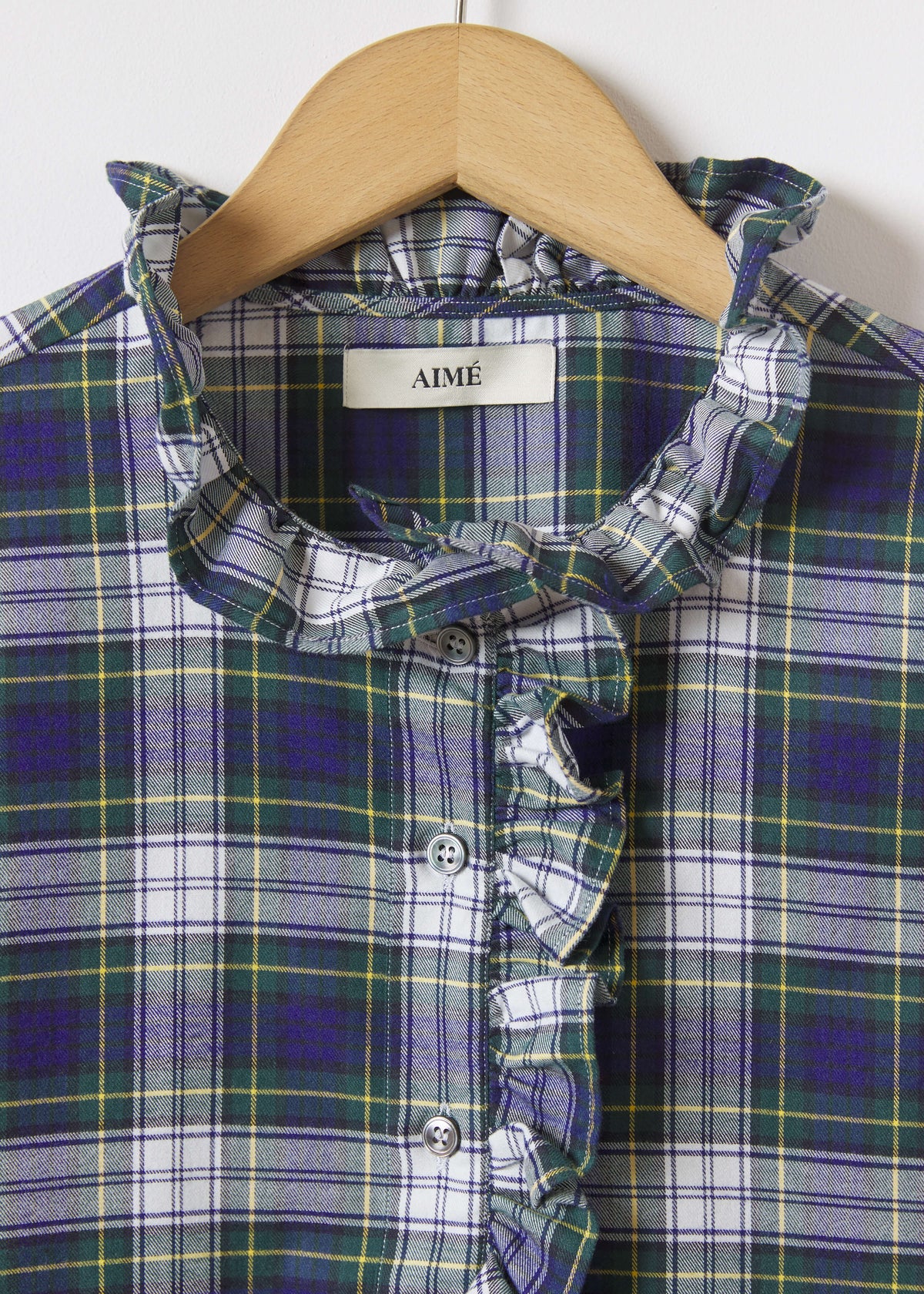 KIRSTY SHIRT — NAVY & YELLOW TARTAN