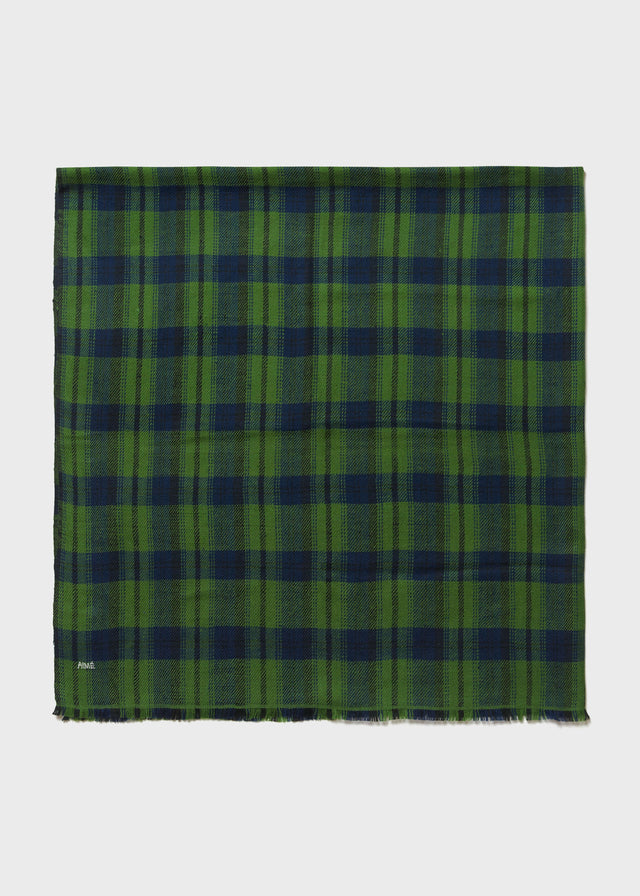 TARTAN CASHMERE SCARF — NAVY