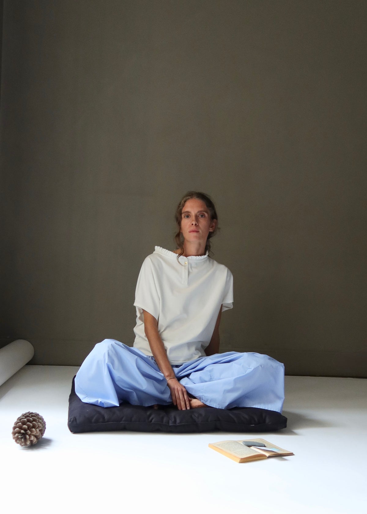 HENLEY SWEATBLOUSE — NATURAL